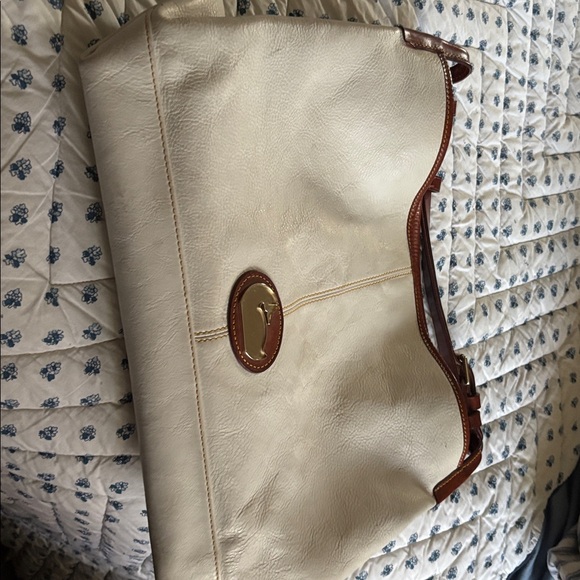 Dooney & Bourke Vintage Cream and Brown Leather Handbag. - Picture 2 of 8